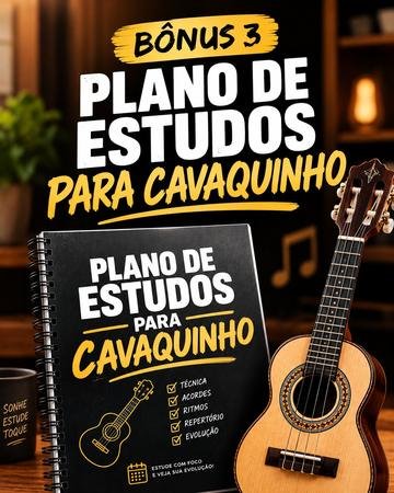 Capa ilustrada do Plano de Estudos para Cavaquinho, com desenho de um cavaquinho