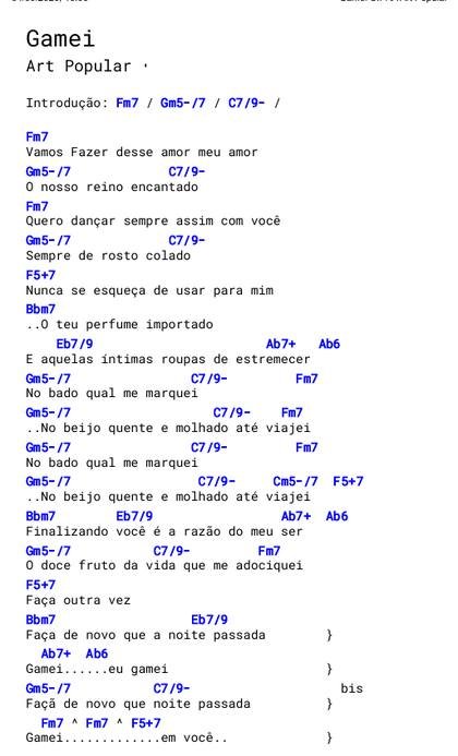 Cifra de Gamei - Art Popular